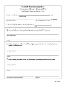 Diplomat Title Participant Documentation Form