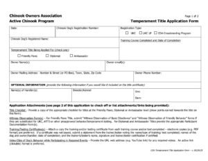 Temperament Title Application Form
